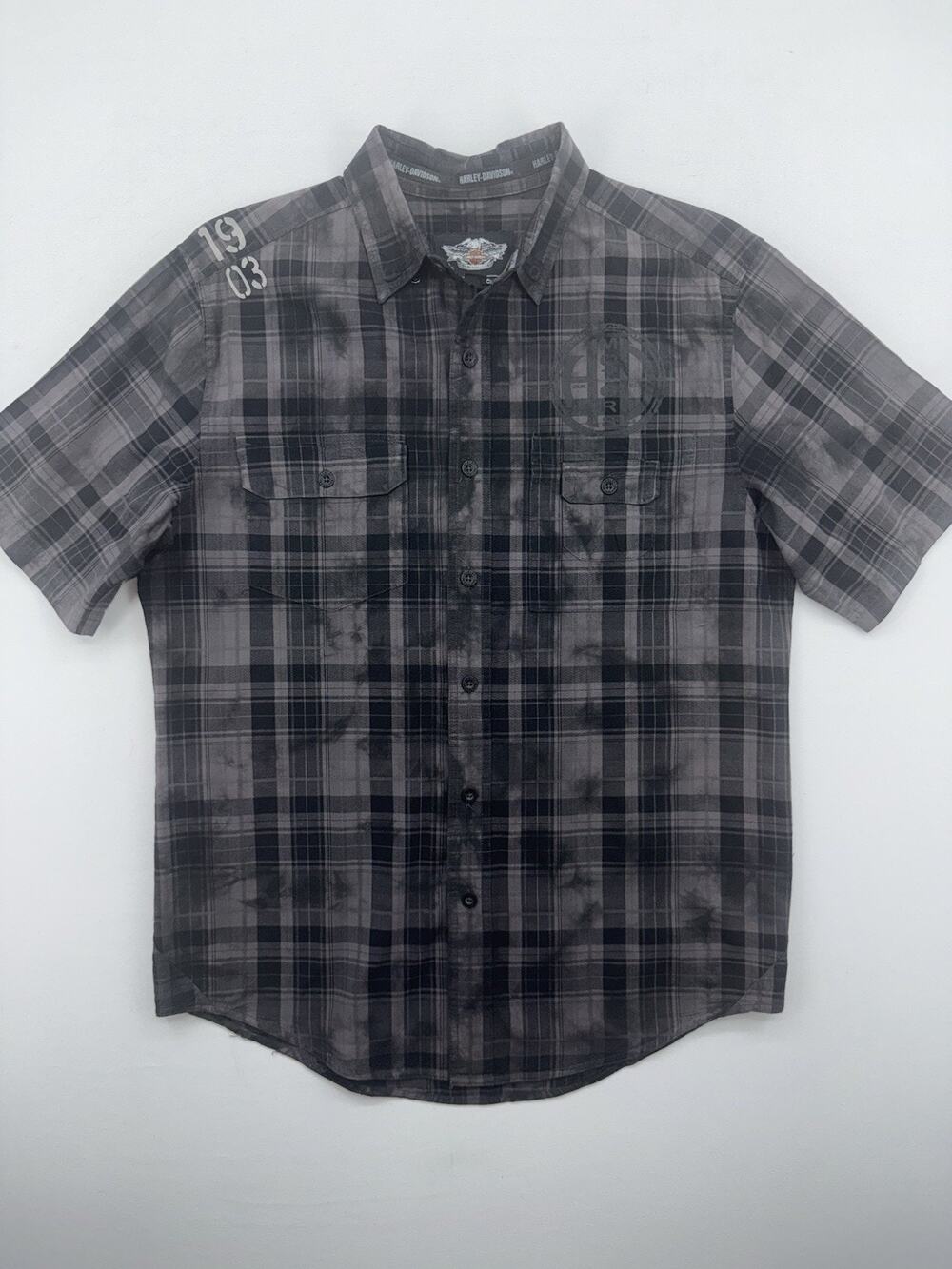 Men's Harley Davidson Lightweight Short Sleeve Button-up 1903 Plaid Shirt Size M